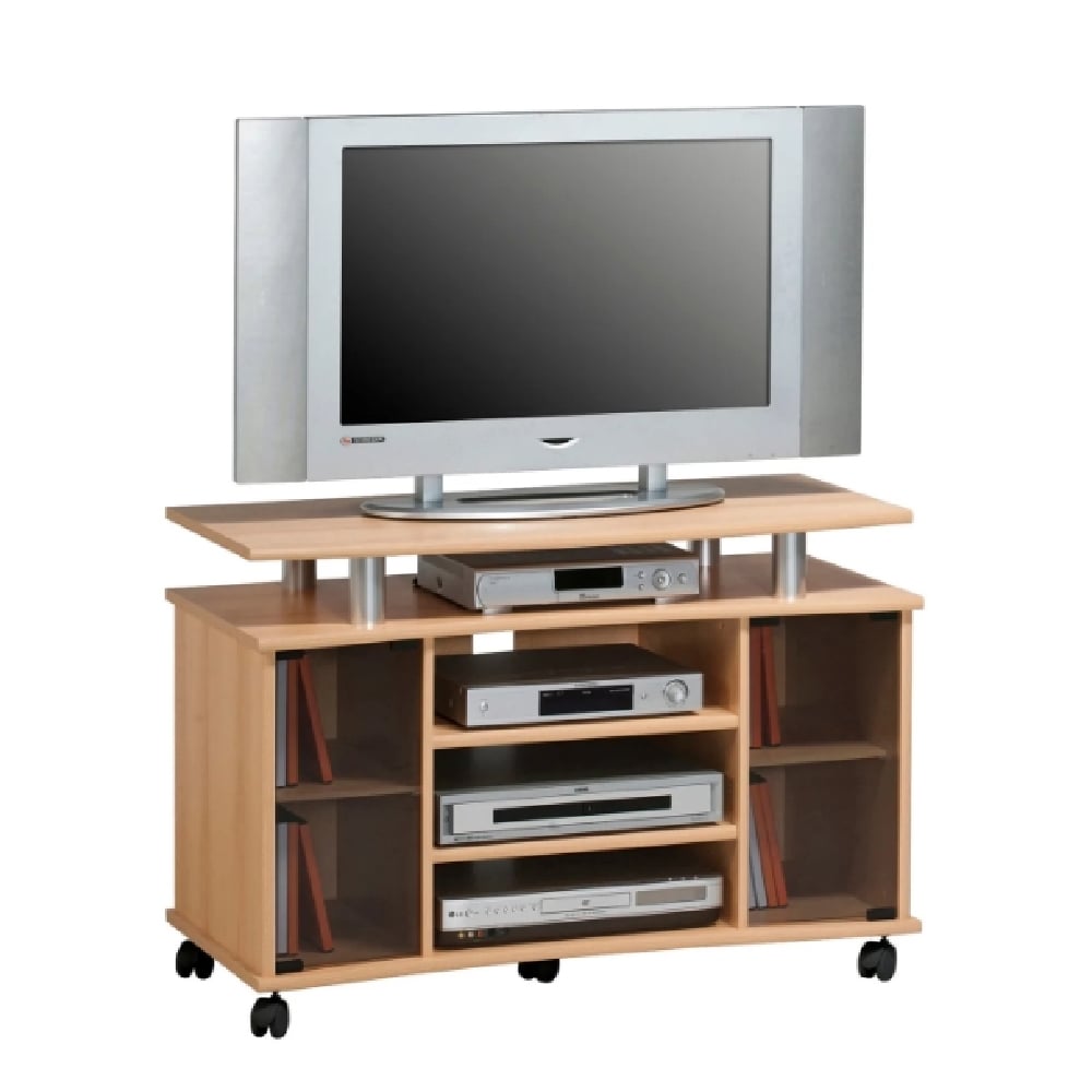 Read more about Mccook wooden tv stand with 7 shelves sonoma oak