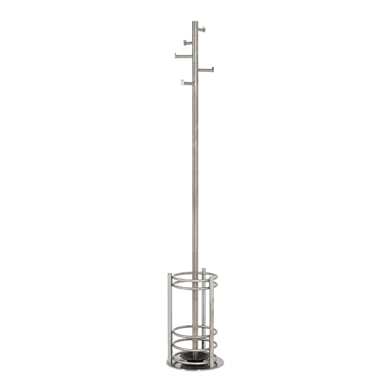 Mcdowell Metal 5 Hooks Coat Stand With Umbrella Stand In Silver_2