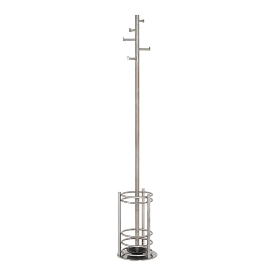 Mcdowell Metal 5 Hooks Coat Stand With Umbrella Stand In Silver_2