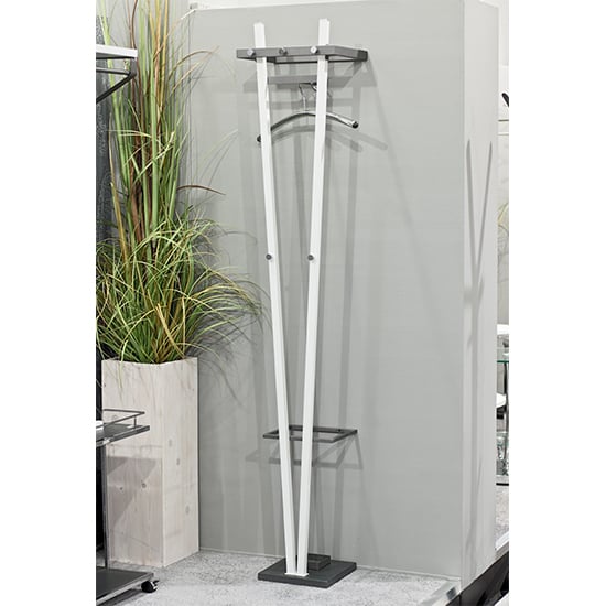 Product photograph of Mcdowell Metal Coat Stand With Umbrella Stand In White from Furniture in Fashion