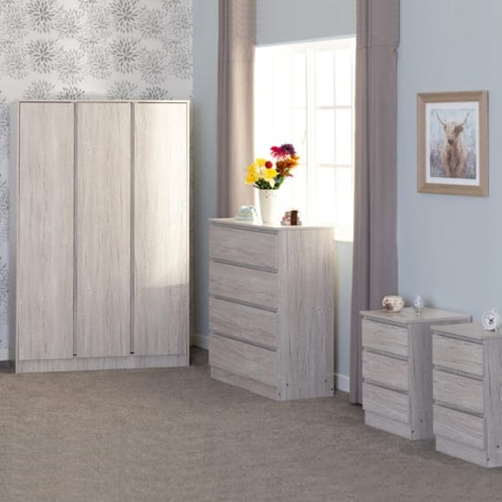 Product photograph of Mcgowan Bedroom Furniture Set 3 Doors Wardrobe In Urban Snow from Furniture in Fashion