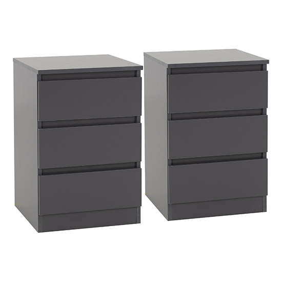 Read more about Mcgowan grey wooden bedside cabinets with 3 drawers in pair