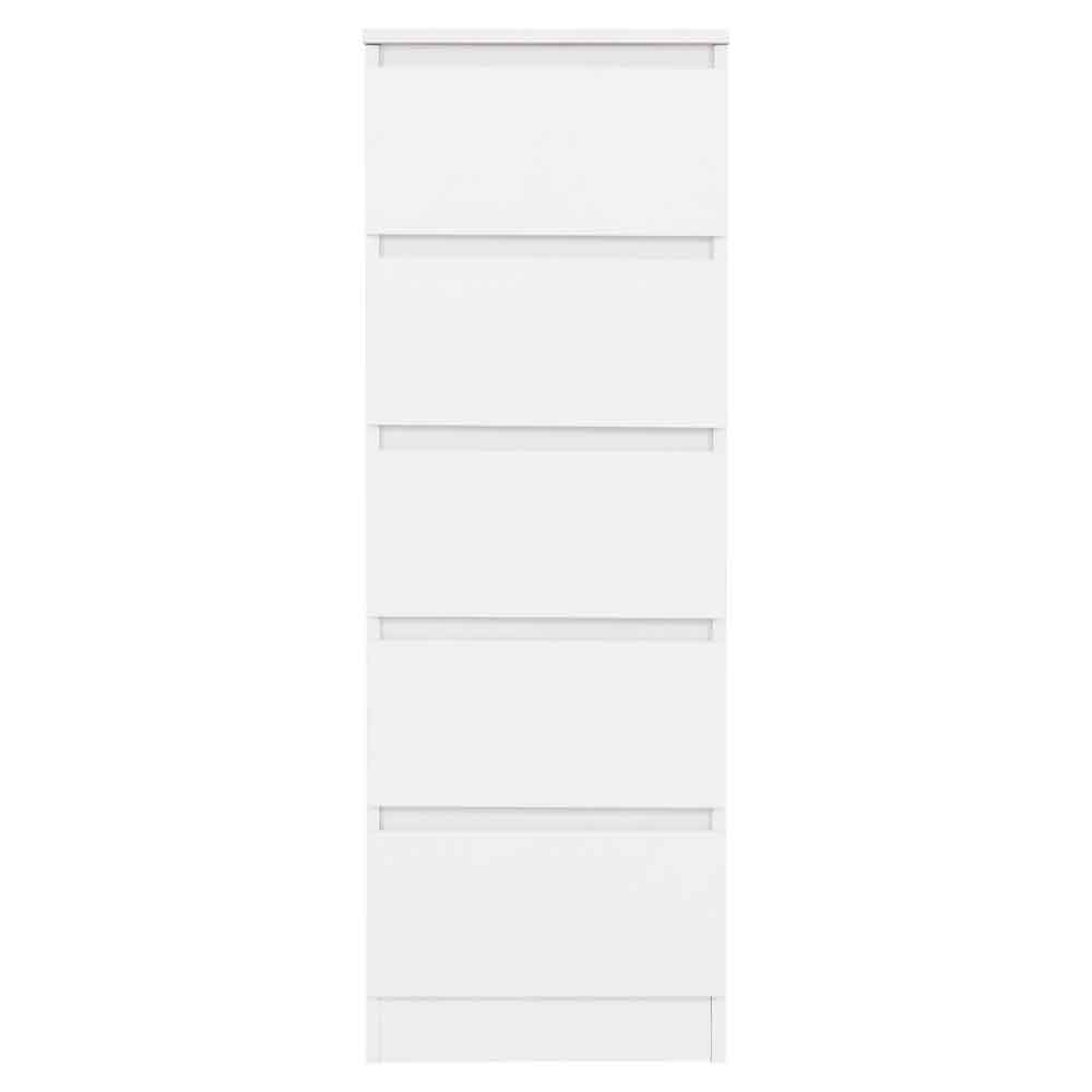 Mcgowan Narrow Wooden Chest Of 5 Drawers in White