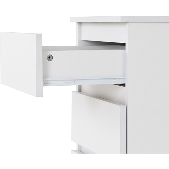 Mcgowan White Wooden Bedside Cabinets With 3 Drawers In Pair