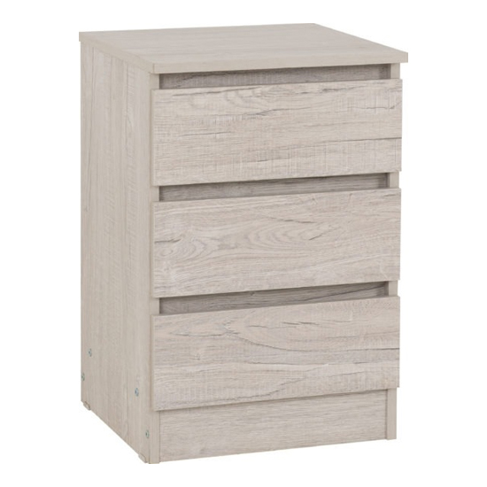 Mcgowan Wooden Bedside Cabinet With 3 Drawers In Urban Snow