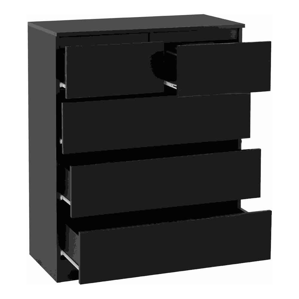 Mcgowan Wooden Chest Of 5 Drawers in Black