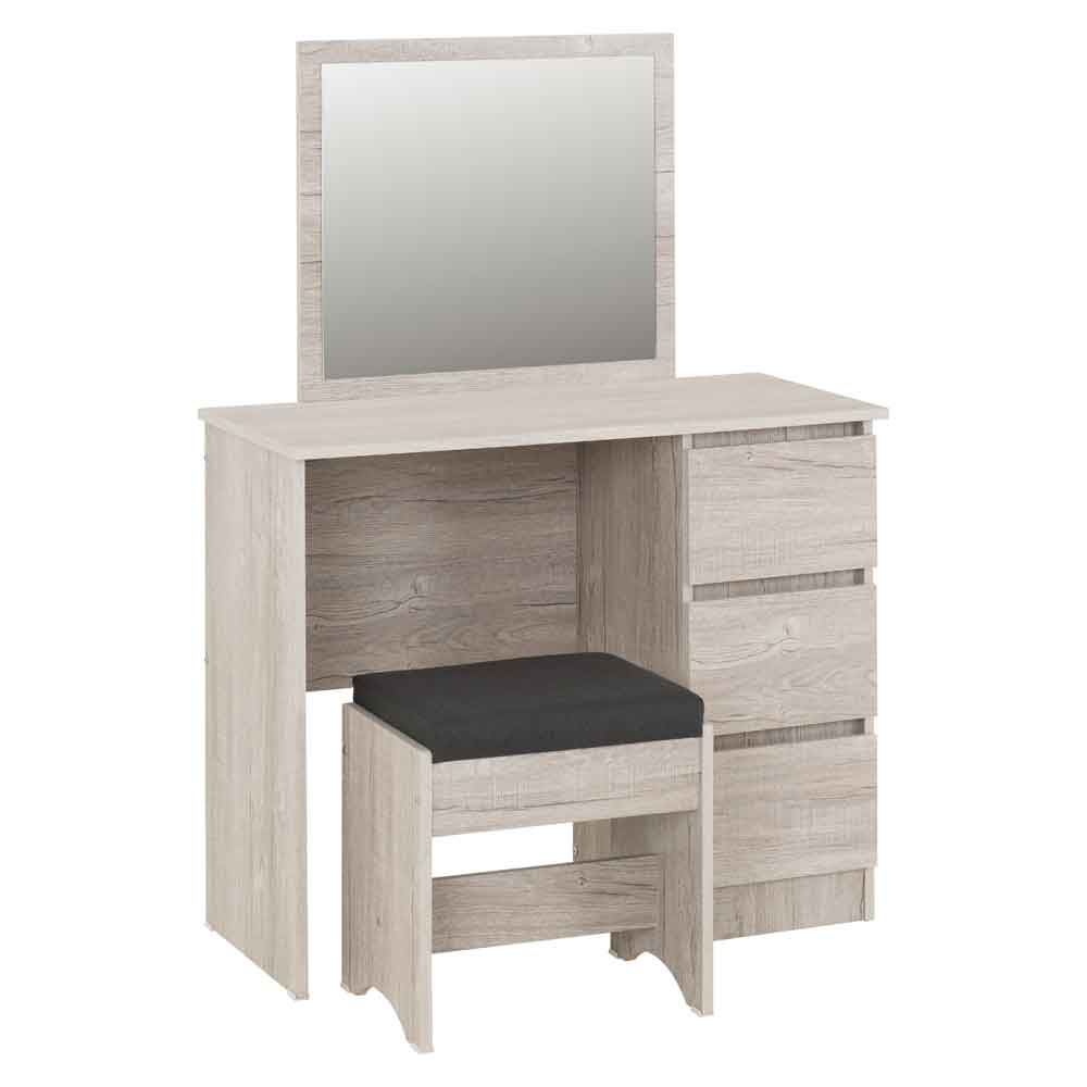 Mcgowan Wooden Dressing Table With 3 Drawers in Urban Snow