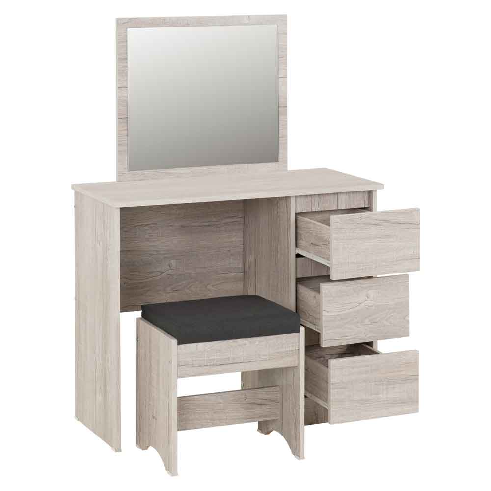 Mcgowan Wooden Dressing Table With 3 Drawers in Urban Snow