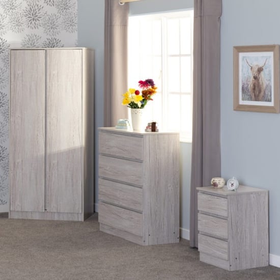 Product photograph of Mcgowan Wooden Trio Bedroom Furniture Set In Urban Snow from Furniture in Fashion