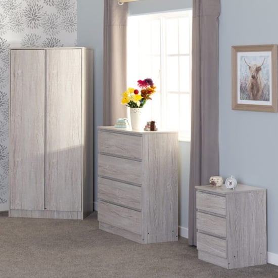 Mcgowan Wooden Trio Bedroom Furniture Set In Urban Snow