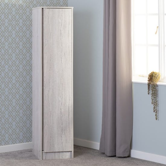 Read more about Mcgowan wooden wardrobe with 1 door in urban snow