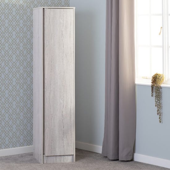 Product photograph of Mcgowan Wooden Wardrobe With 1 Door In Urban Snow from Furniture in Fashion