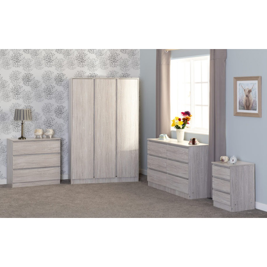 Mcgowan Wooden Wardrobe With 3 Doors In Urban Snow
