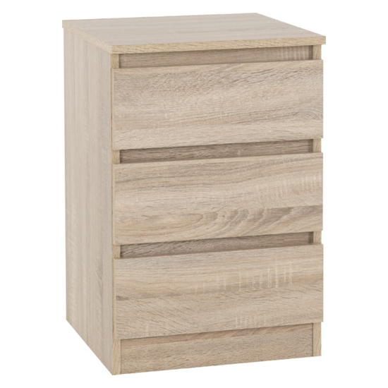 Mcgowen Sonoma Oak Wooden Bedside Cabinet 3 Drawers In Pair