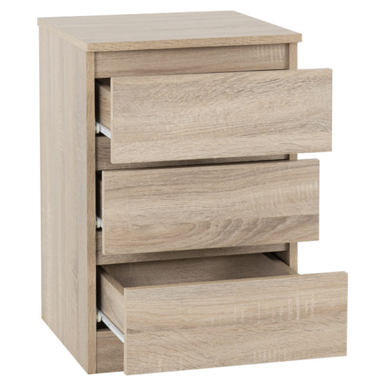 Mcgowen Sonoma Oak Wooden Bedside Cabinet 3 Drawers In Pair