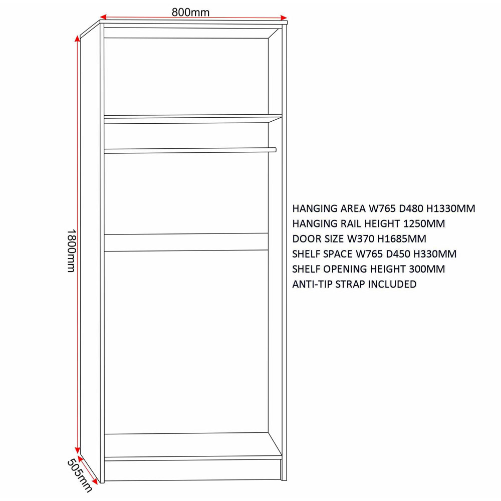 Mcgowen Wooden Bedroom Furniture Set with 2 Doors in Sonoma Oak Effect