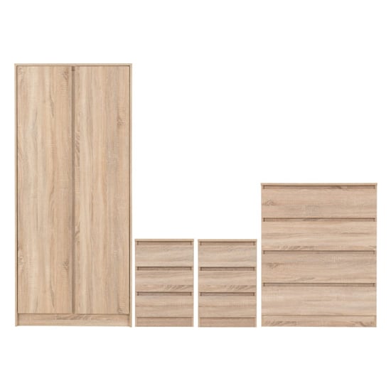 Product photograph of Mcgowen Wooden Bedroom Furniture Set 2 Doors Wardrobe In Oak from Furniture in Fashion
