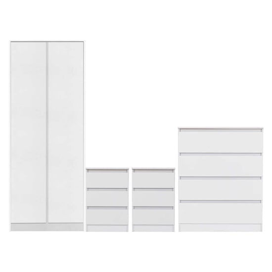 Product photograph of Mcgowen Wooden Bedroom Furniture Set 2 Doors Wardrobe In White from Furniture in Fashion