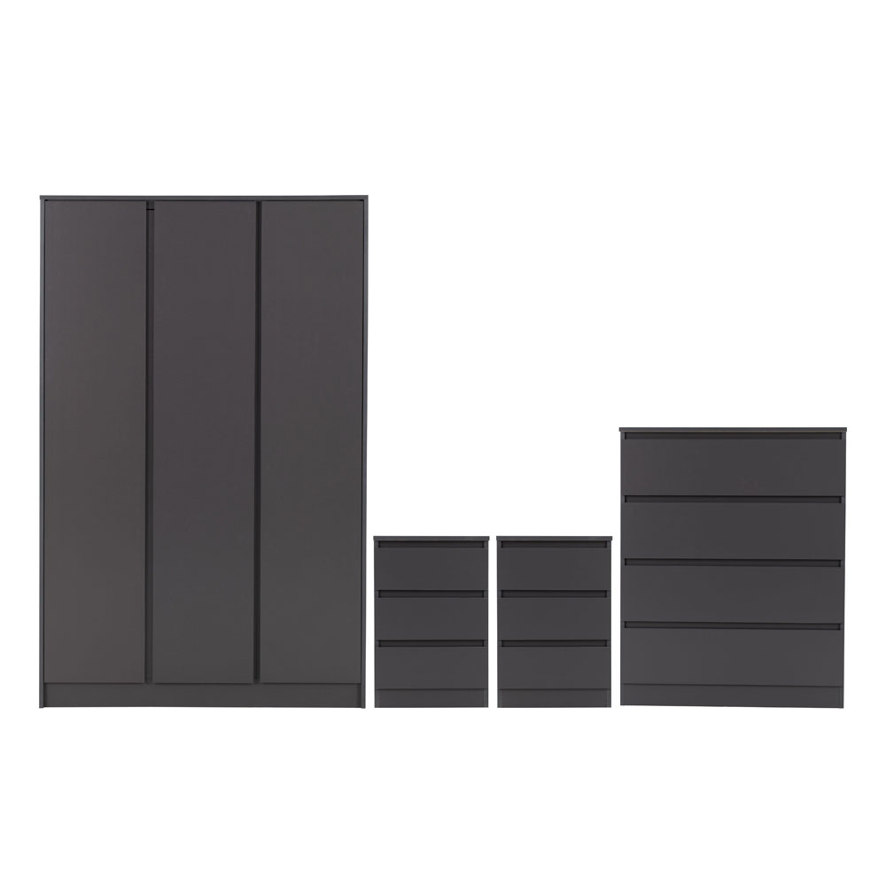 Mcgowen Wooden Bedroom Furniture Set with 3 Doors in Grey