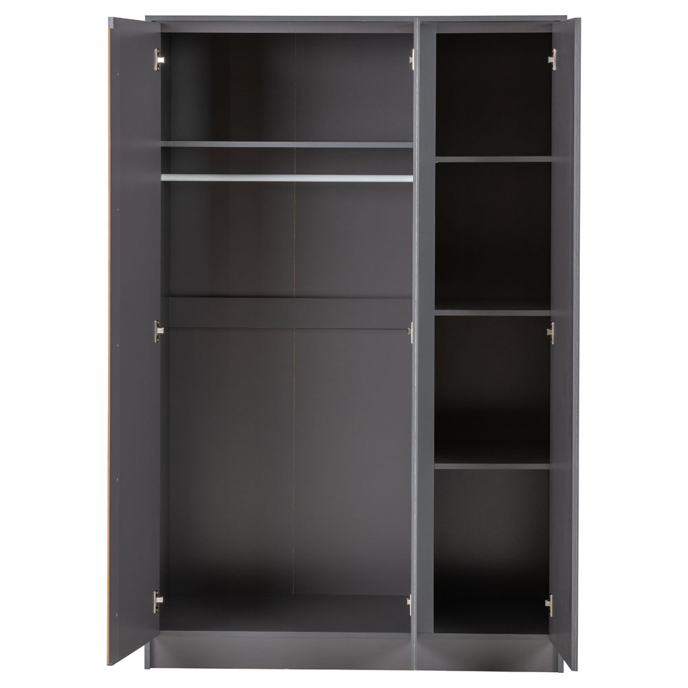 Mcgowen Wooden Bedroom Furniture Set with 3 Doors in Grey