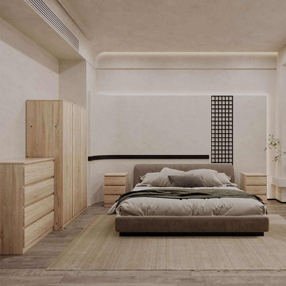 Mcgowen Wooden Bedroom Furniture Set with 3 Doors in Sonoma Oak Effect