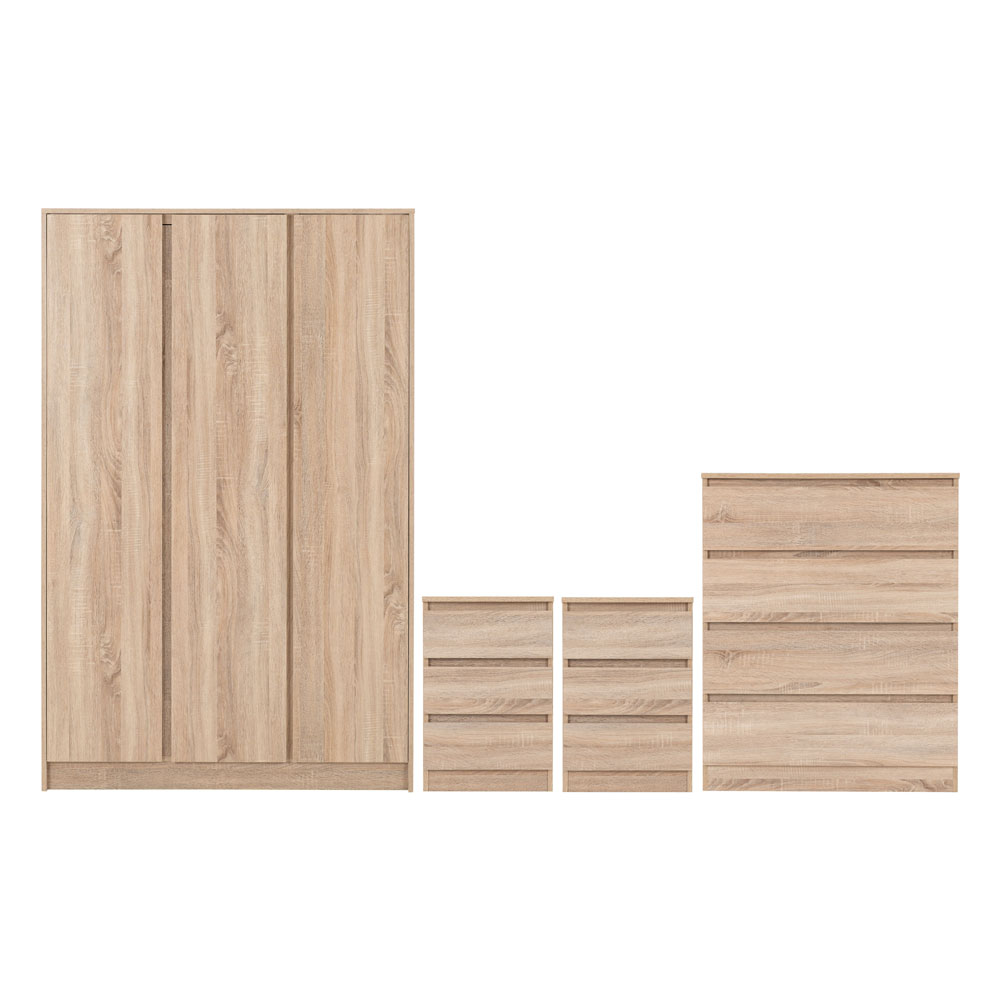 Mcgowen Wooden Bedroom Furniture Set with 3 Doors in Sonoma Oak Effect