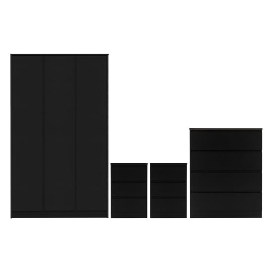 Read more about Mcgowen wooden bedroom furniture set 3 doors wardrobe in black