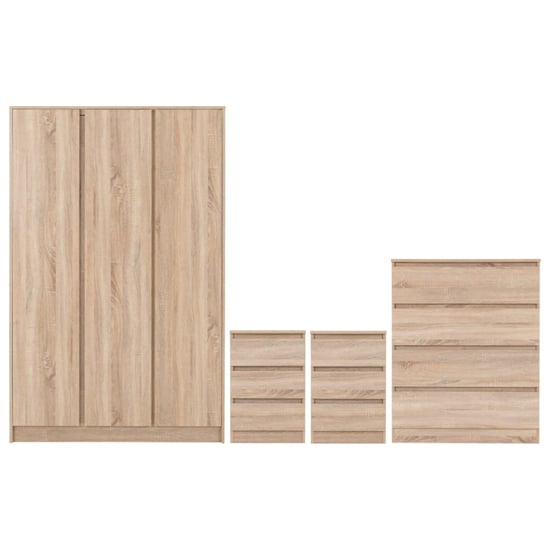 Product photograph of Mcgowen Wooden Bedroom Furniture Set 3 Doors Wardrobe In Oak from Furniture in Fashion