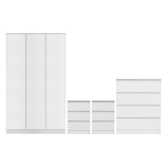 Product photograph of Mcgowen Wooden Bedroom Furniture Set 3 Doors Wardrobe In White from Furniture in Fashion