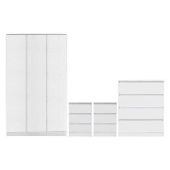 Mcgowen Wooden Bedroom Furniture Set 3 Doors Wardrobe In White