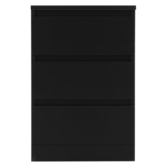 Mcgowen Wooden Bedside Cabinet With 3 Drawers In Black