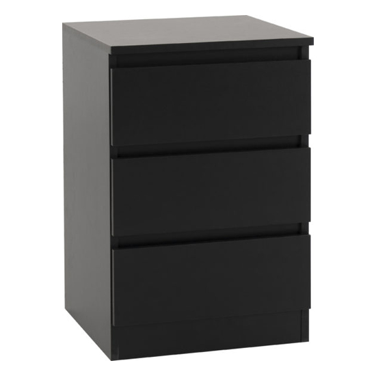 Product photograph of Mcgowen Wooden Bedside Cabinet With 3 Drawers In Black from Furniture in Fashion