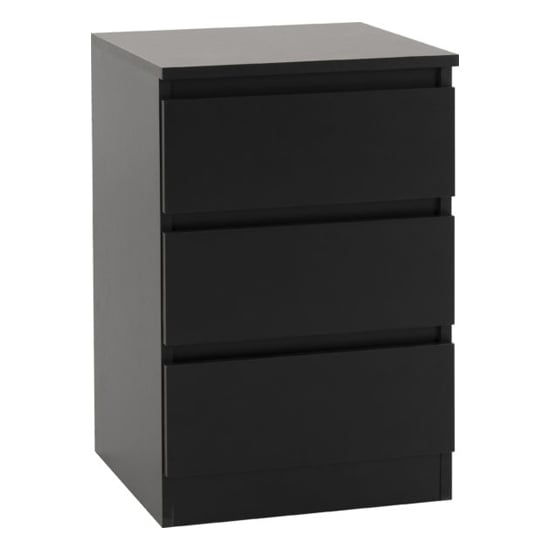 Read more about Mcgowen wooden bedside cabinet with 3 drawers in black
