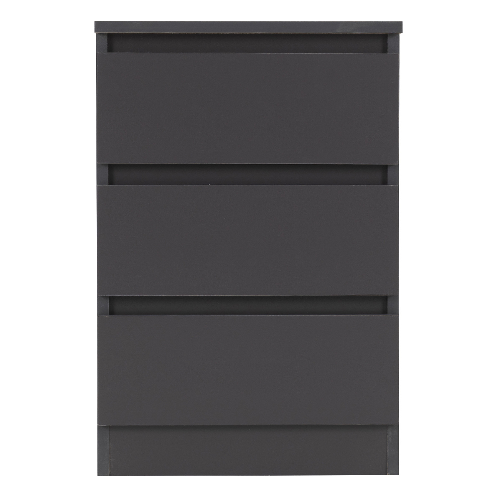 Mcgowen Wooden Bedside Cabinet With 3 Drawers In Grey