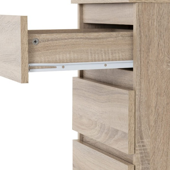 Mcgowen Wooden Bedside Cabinet With 3 Drawers In Sonoma Oak