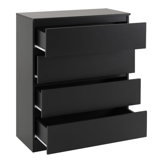 Mcgowen Wooden Chest Of 4 Drawers In Black