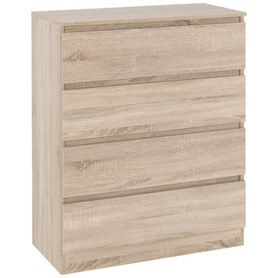 Product photograph of Mcgowen Wooden Chest Of 4 Drawers In Sonoma Oak from Furniture in Fashion