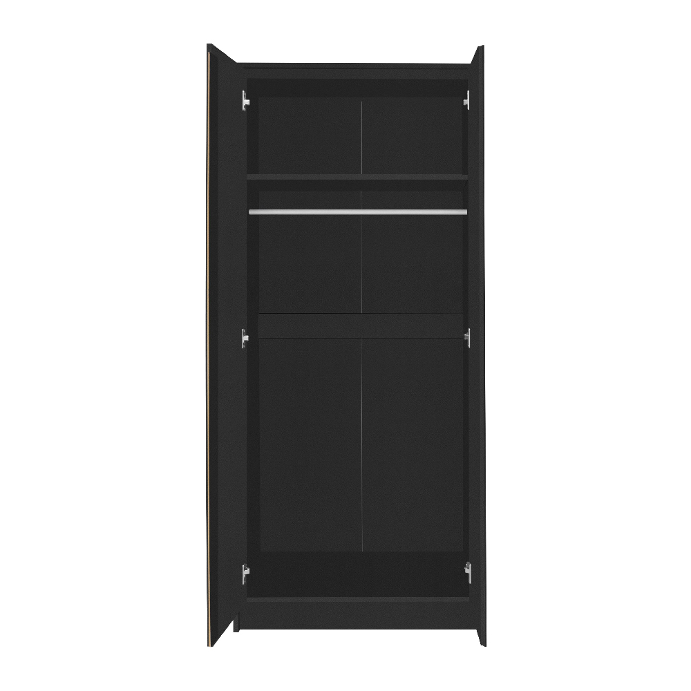 Mcgowen Wooden Furniture Set With 2 Doors Wardrobe In Black