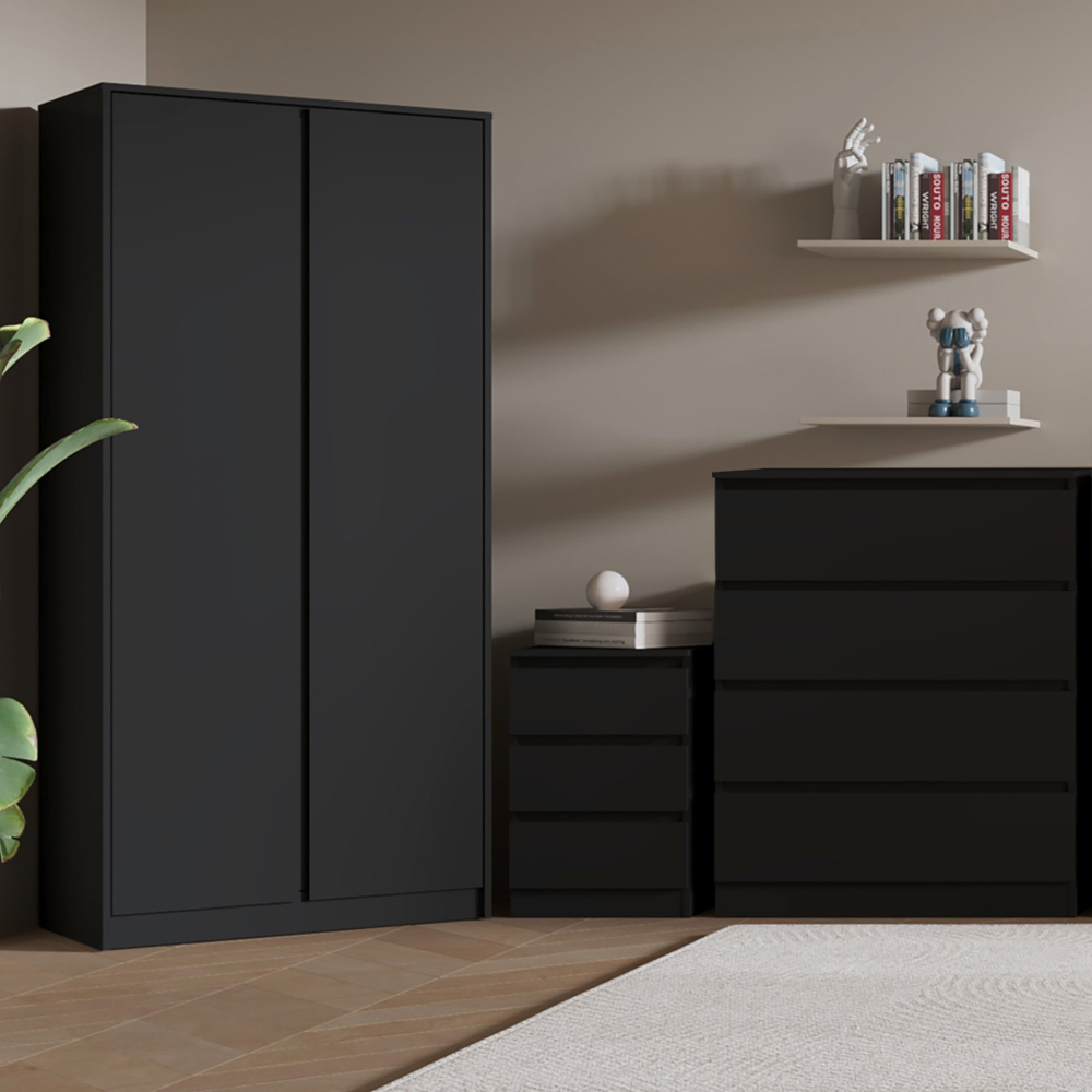 Read more about Mcgowen wooden furniture set with 2 doors wardrobe in black