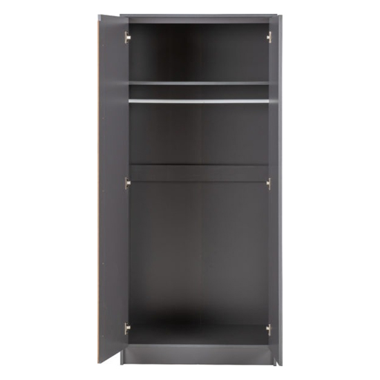 Mcgowen Wooden Wardrobe With 2 Doors In Grey