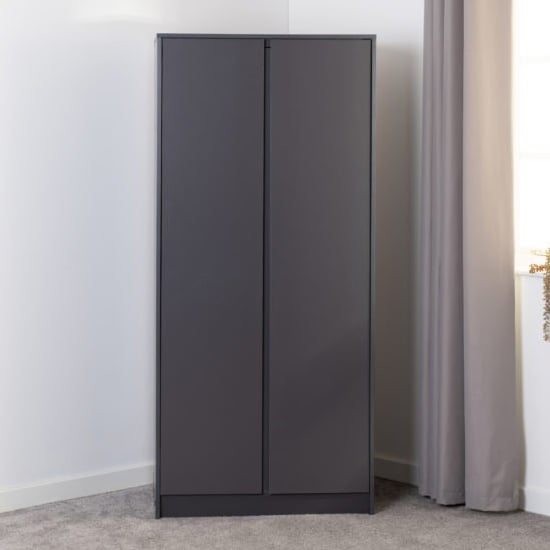 Product photograph of Mcgowen Wooden Wardrobe With 2 Doors In Grey from Furniture in Fashion