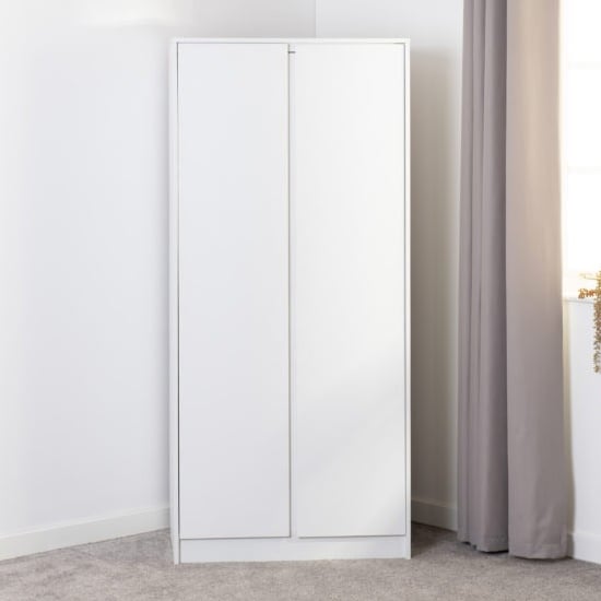 Product photograph of Mcgowen Wooden Wardrobe With 2 Doors In White from Furniture in Fashion