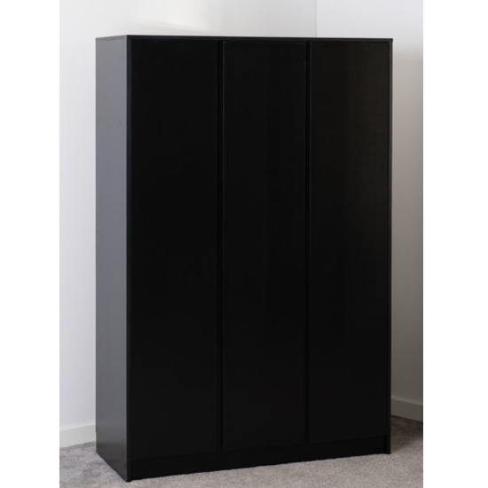 Read more about Mcgowen wooden wardrobe with 3 doors in black