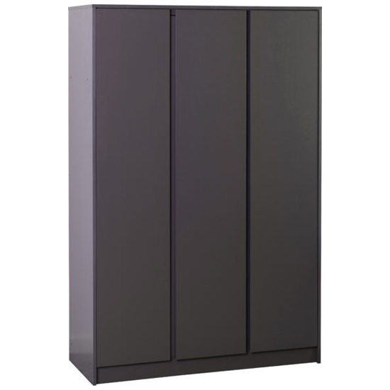 Mcgowen Wooden Wardrobe With 3 Doors In Grey