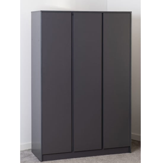 Read more about Mcgowen wooden wardrobe with 3 doors in grey