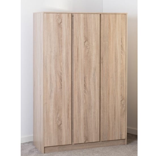 Product photograph of Mcgowen Wooden Wardrobe With 3 Doors In Sonoma Oak from Furniture in Fashion