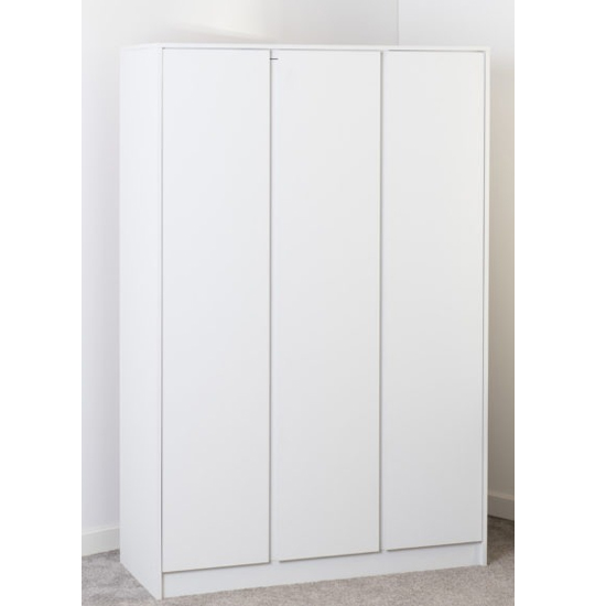 Read more about Mcgowen wooden wardrobe with 3 doors in white