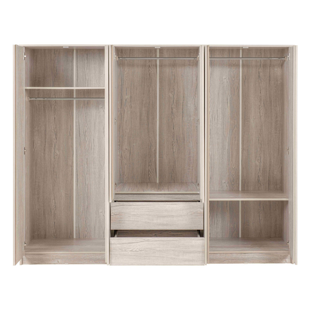 Mcgowen Wooden Wardrobe with 6 Doors 2 Drawers in Urban Snow