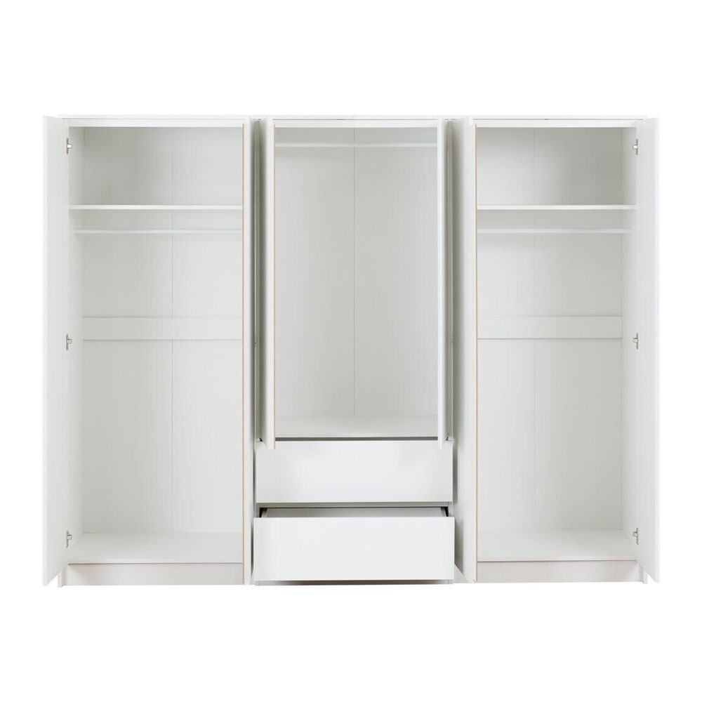Mcgowen Wooden Wardrobe with 6 Doors 2 Drawers in White