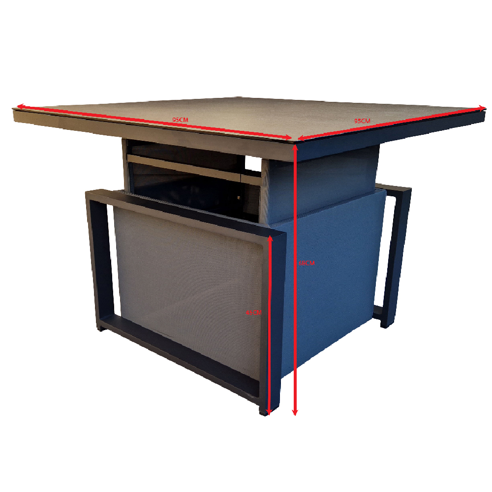 Mchenry Garden Ceramic Glass Top Lift Up Dining Table In Grey